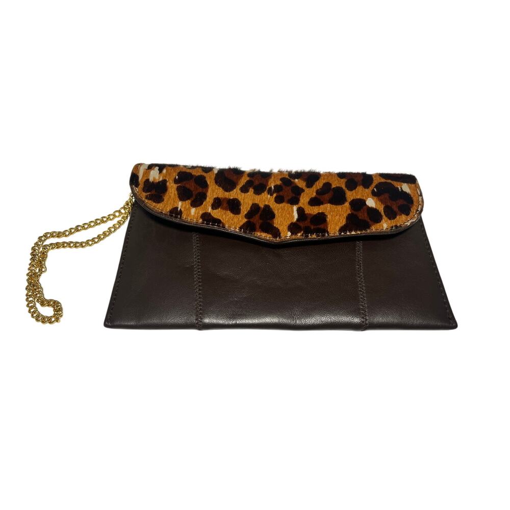 Chi desiged by Carlos Falchi Leopard Soft Leather Wristlet